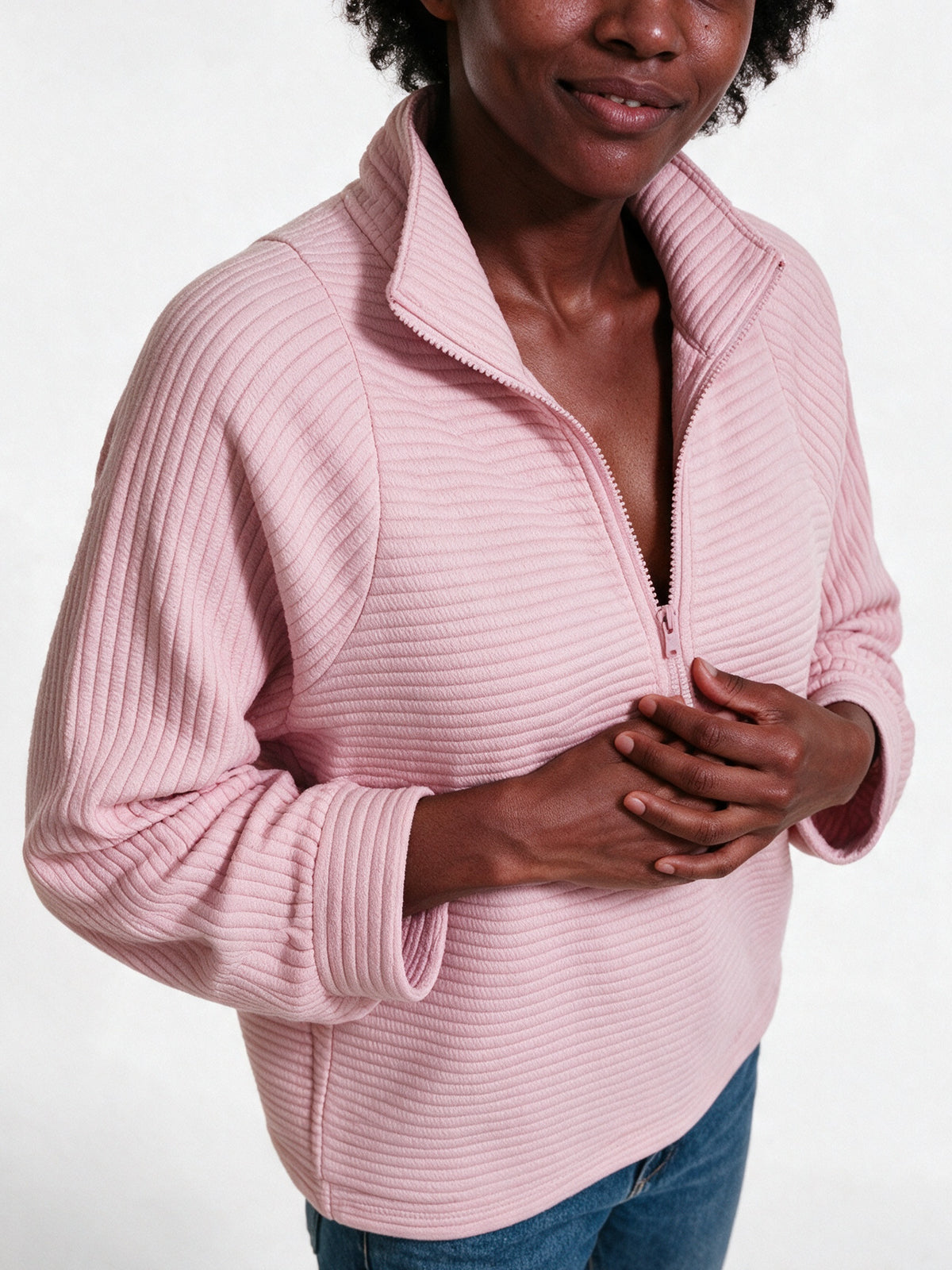 Maren - Women's Ribbed Half Zip Pullover - view 3