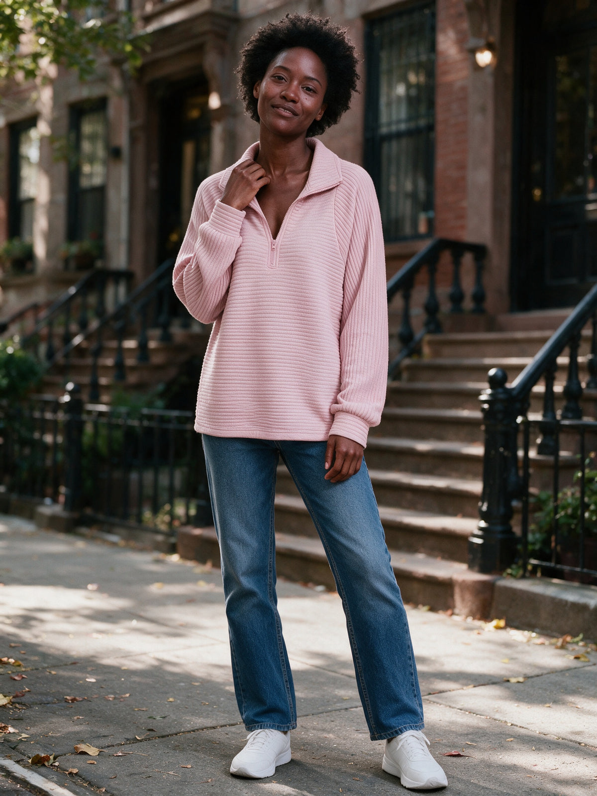 Maren - Women's Ribbed Half Zip Pullover - view 4