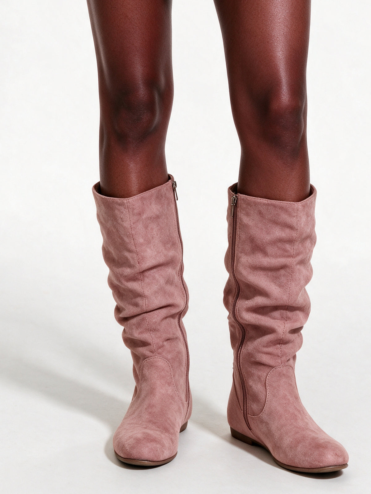 Margit - Women's Flat Side Zip Slouch Boots - Blush