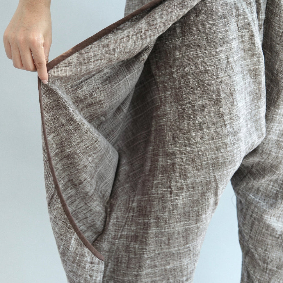 Marguerite - Oversized Khaki Linen Travel Pants