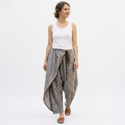 Marguerite - Oversized Khaki Linen Travel Pants