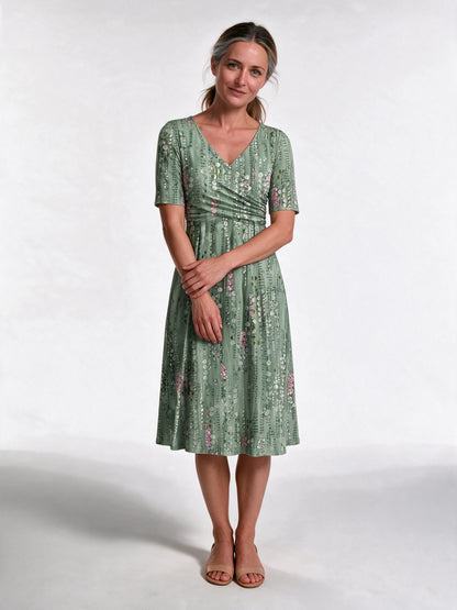 Maribel - Wrap V-Neck Floral Midi Dress - view 1