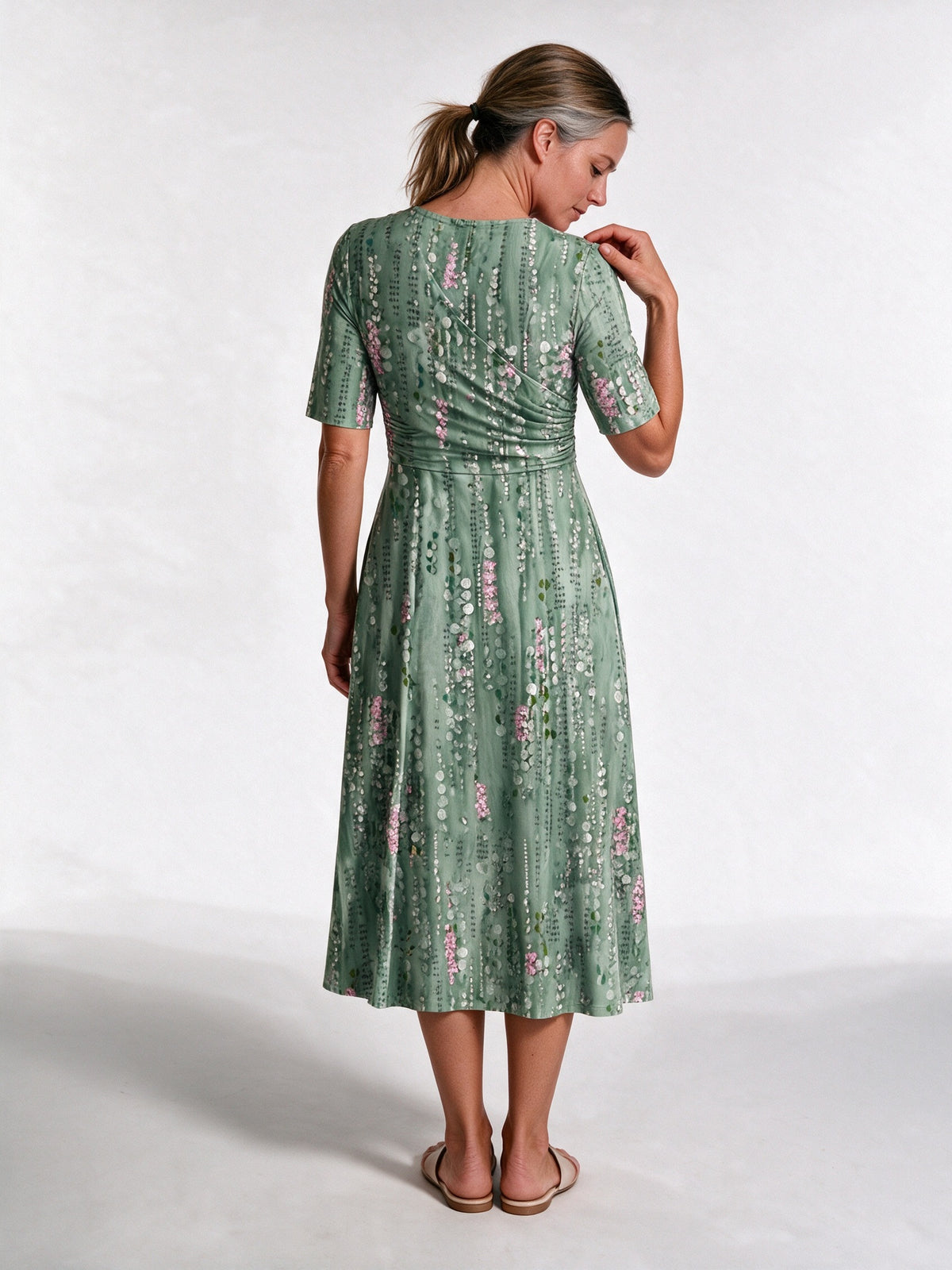 Maribel - Wrap V-Neck Floral Midi Dress - view 5