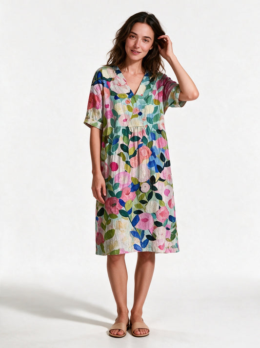 Marisa - Women's Floral Print Relaxed Midi Dress - view 1