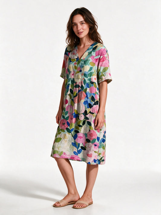 Marisa - Women's Floral Print Relaxed Midi Dress - view 2