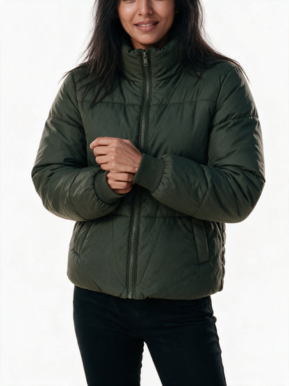 Marlene - Women's Cropped High Collar Puffer Jacket - view 3