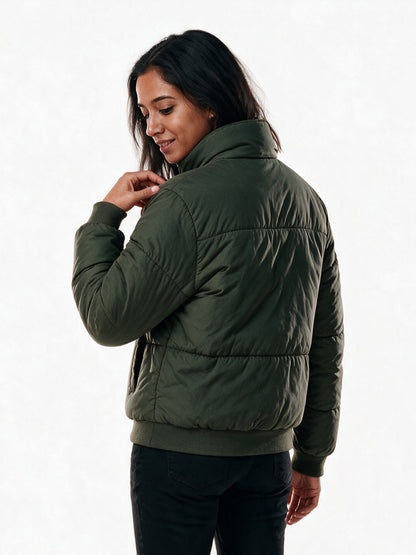 Marlene - Women's Cropped High Collar Puffer Jacket - view 5