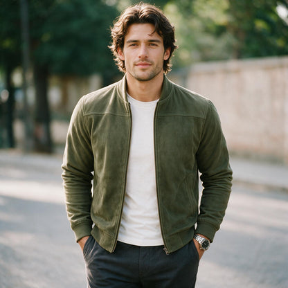 Mateo - Lightweight Suede Men's Bomber Jacket