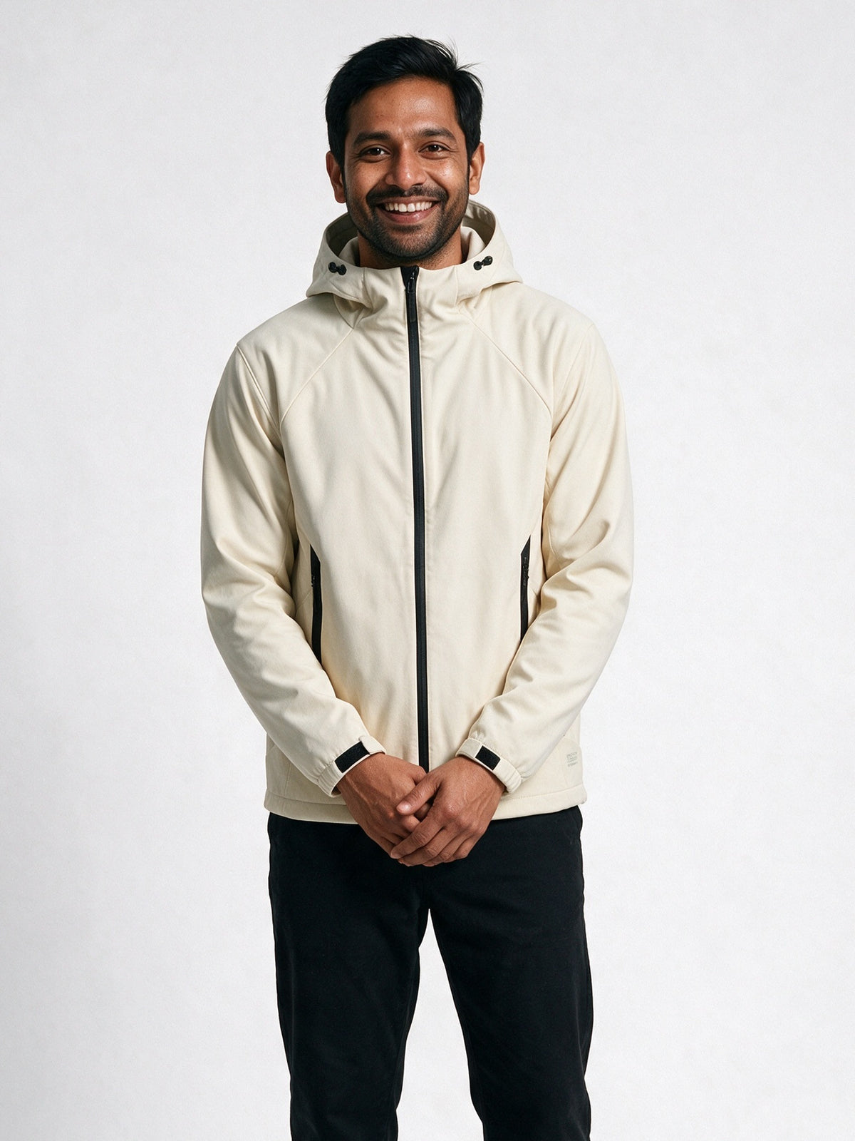 Matteo - Men's Hooded Softshell Jacket with Warm Lining - Cream
