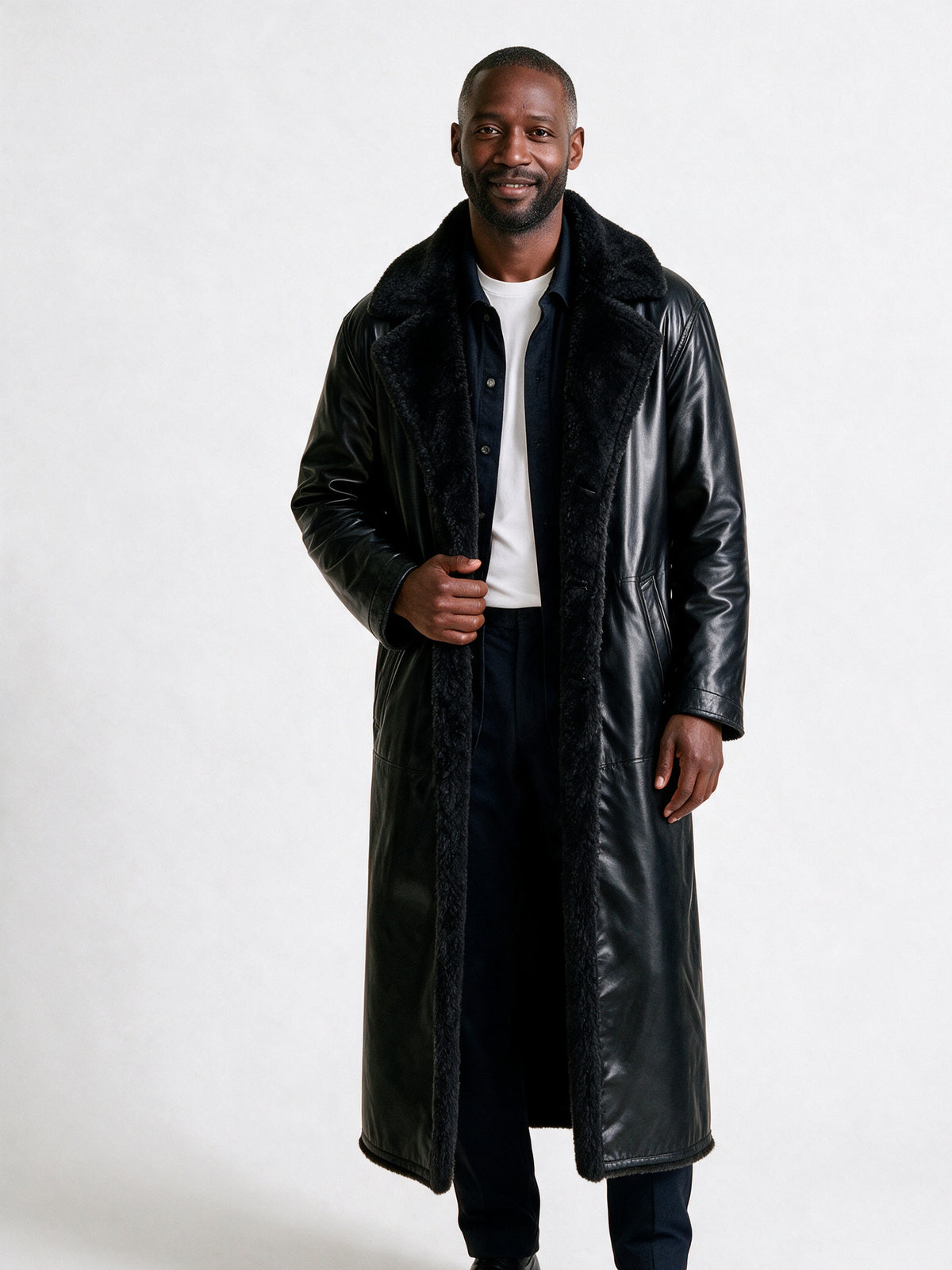 Matthew - Men's Reversible Plush Lined Longline Overcoat - view 1