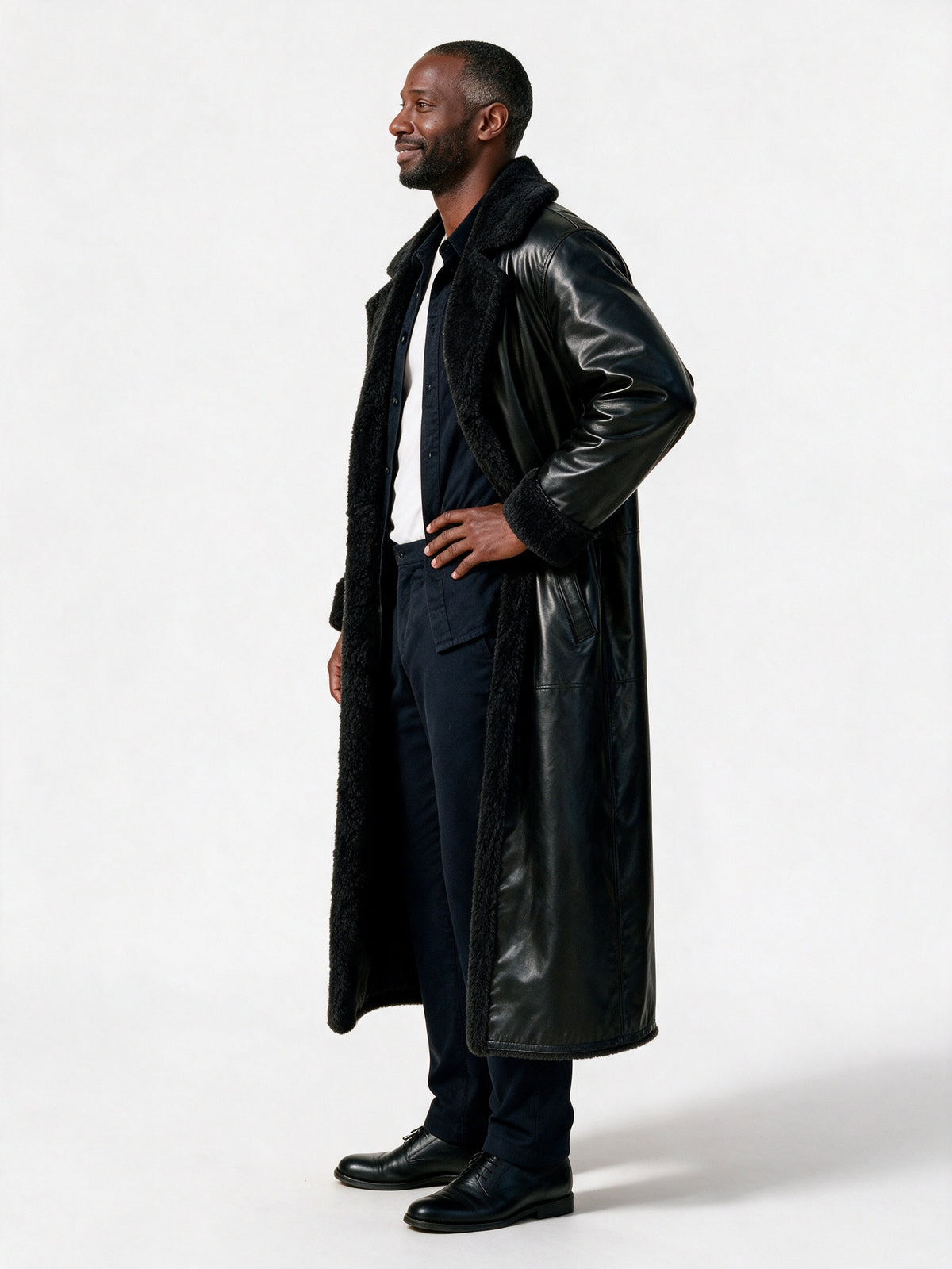Matthew - Men's Reversible Plush Lined Longline Overcoat - view 2