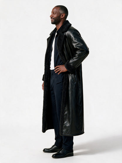 Matthew - Men's Reversible Plush Lined Longline Overcoat - view 2
