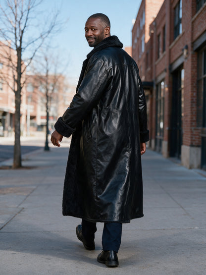 Matthew - Men's Reversible Plush Lined Longline Overcoat - view 4