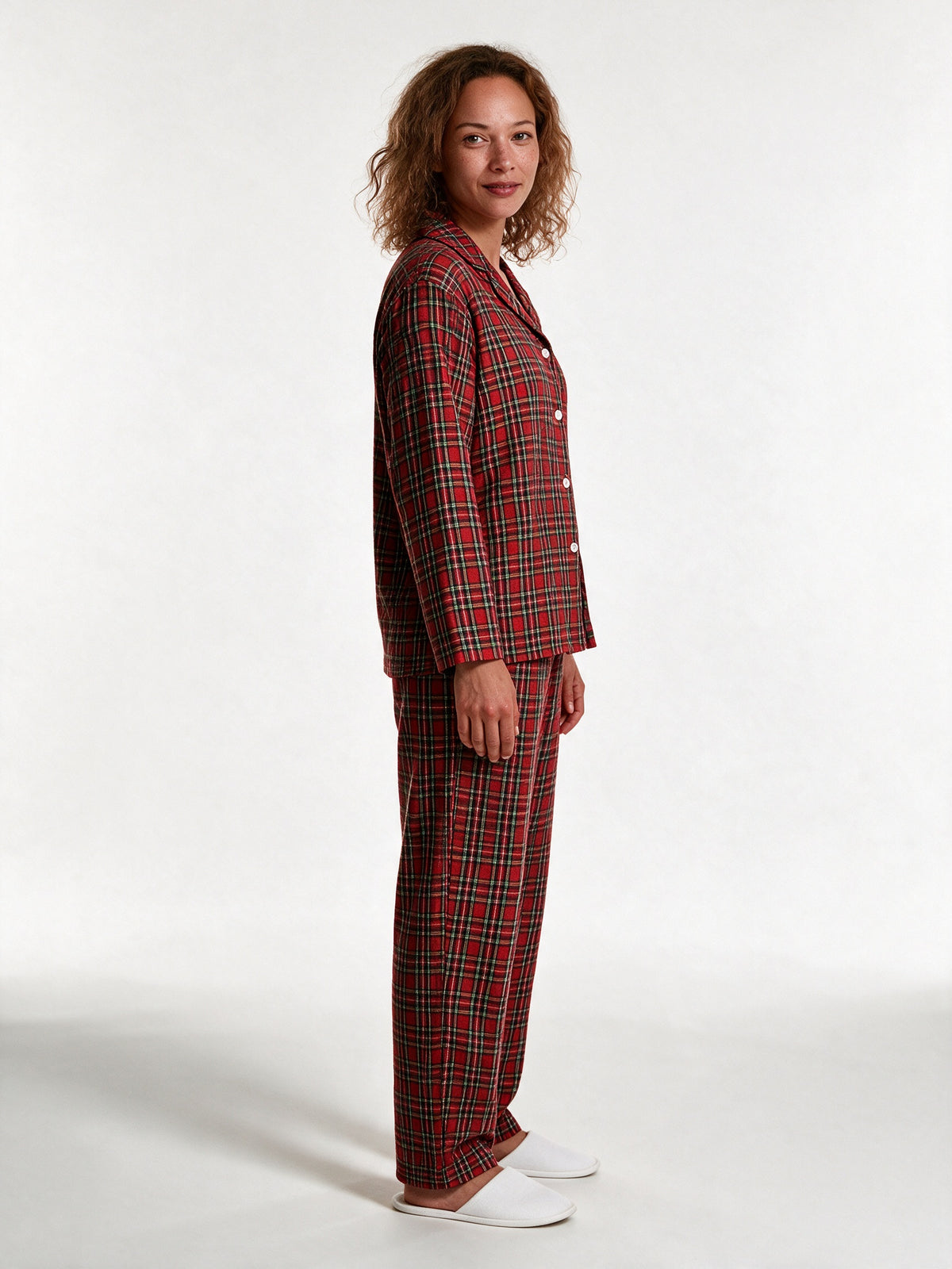 Melissa - Women's Red Plaid Long Sleeve Pajama Set - view 2