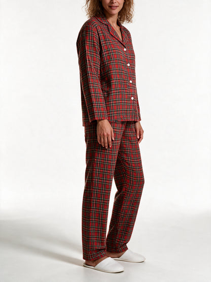Melissa - Women's Red Plaid Long Sleeve Pajama Set - view 3