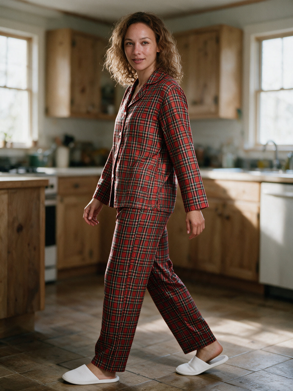 Melissa - Women's Red Plaid Long Sleeve Pajama Set - view 4