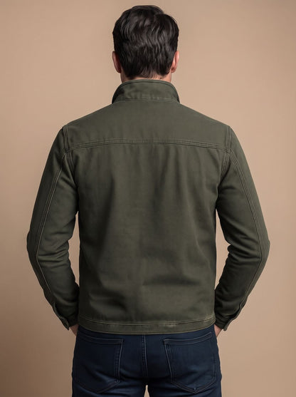 Sebastian - Men's Stand Collar Zip-Up Jacket with Chest Pockets