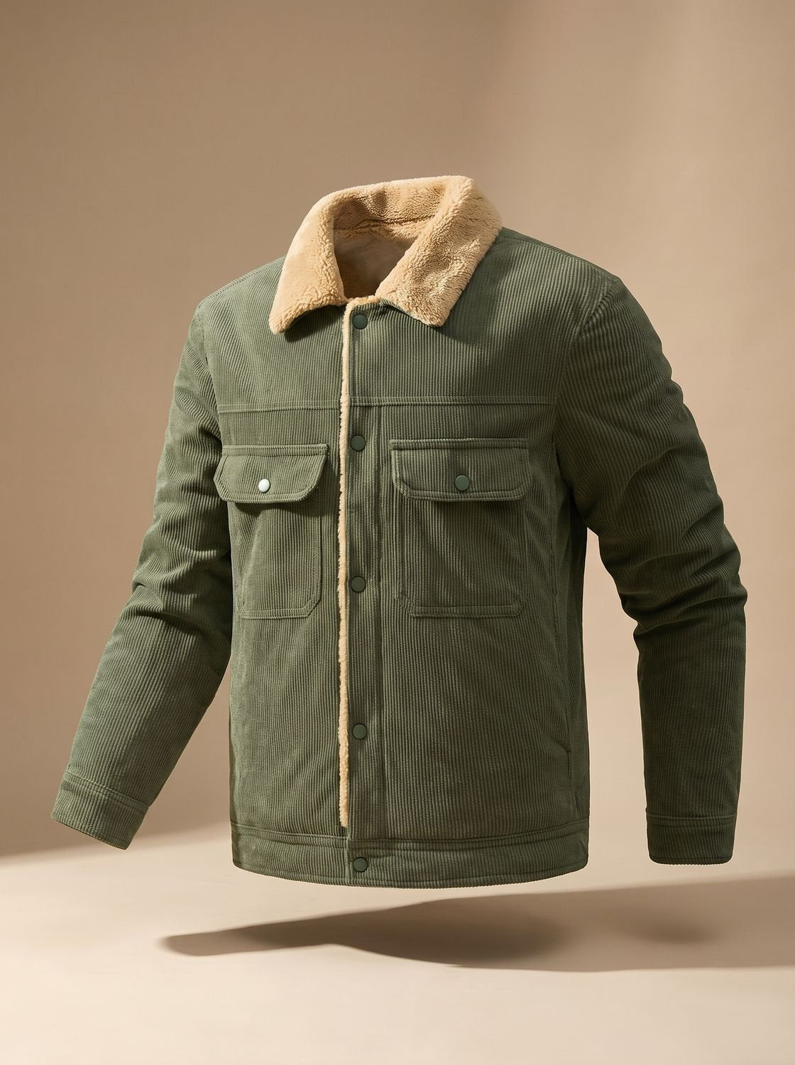 Alexander - Textured Snap-Front Jacket with Plush Collar for Men