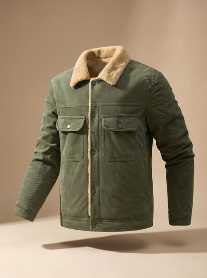 Alexander - Textured Snap-Front Jacket with Plush Collar for Men