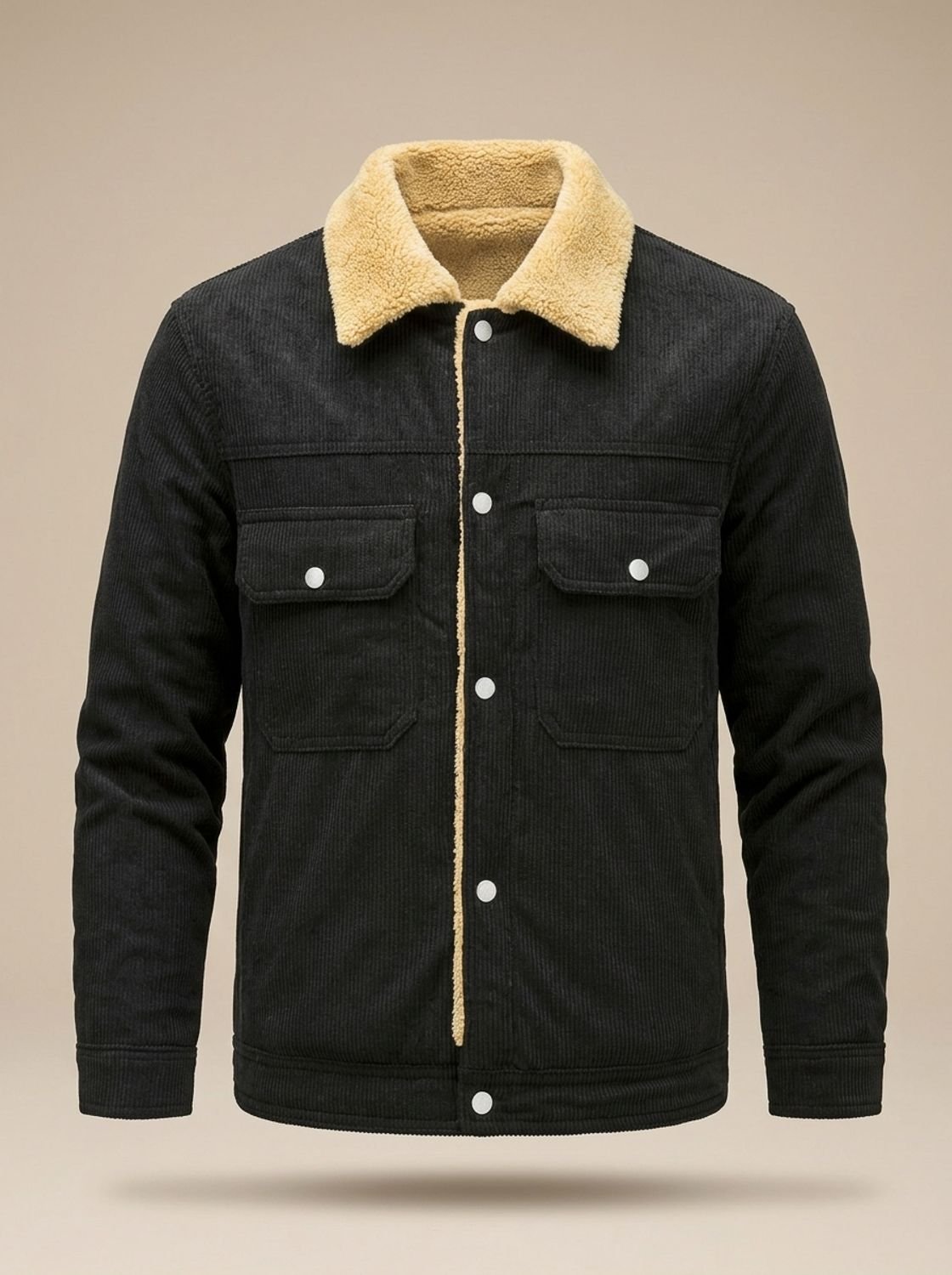 Alexander - Textured Snap-Front Jacket with Plush Collar for Men