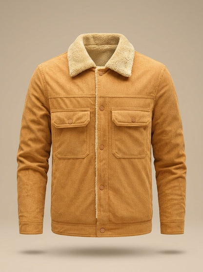 Alexander - Textured Snap-Front Jacket with Plush Collar for Men