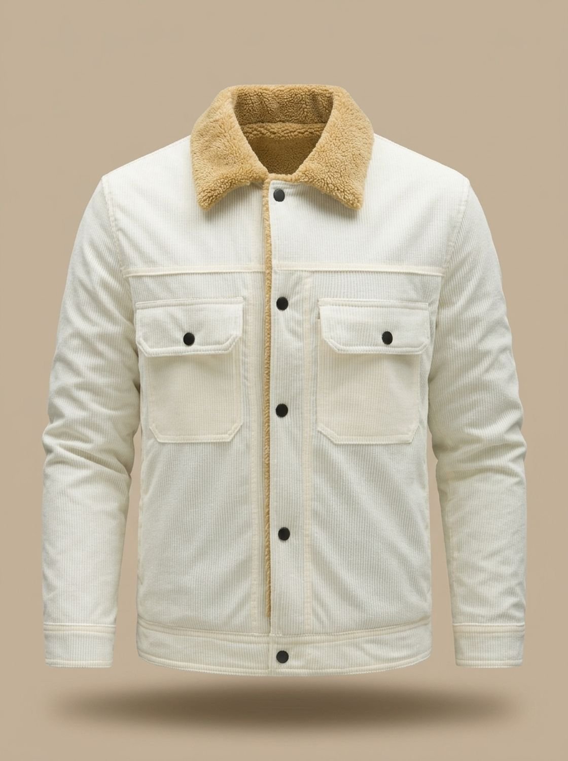 Alexander - Textured Snap-Front Jacket with Plush Collar for Men
