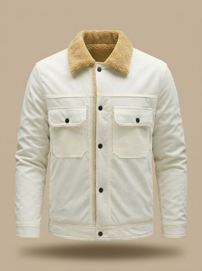 Alexander - Textured Snap-Front Jacket with Plush Collar for Men
