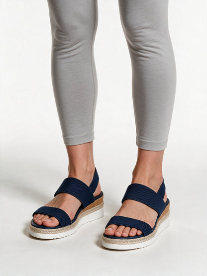 Merill - Stretch Strap Espadrille Wedge Sandals - Blue