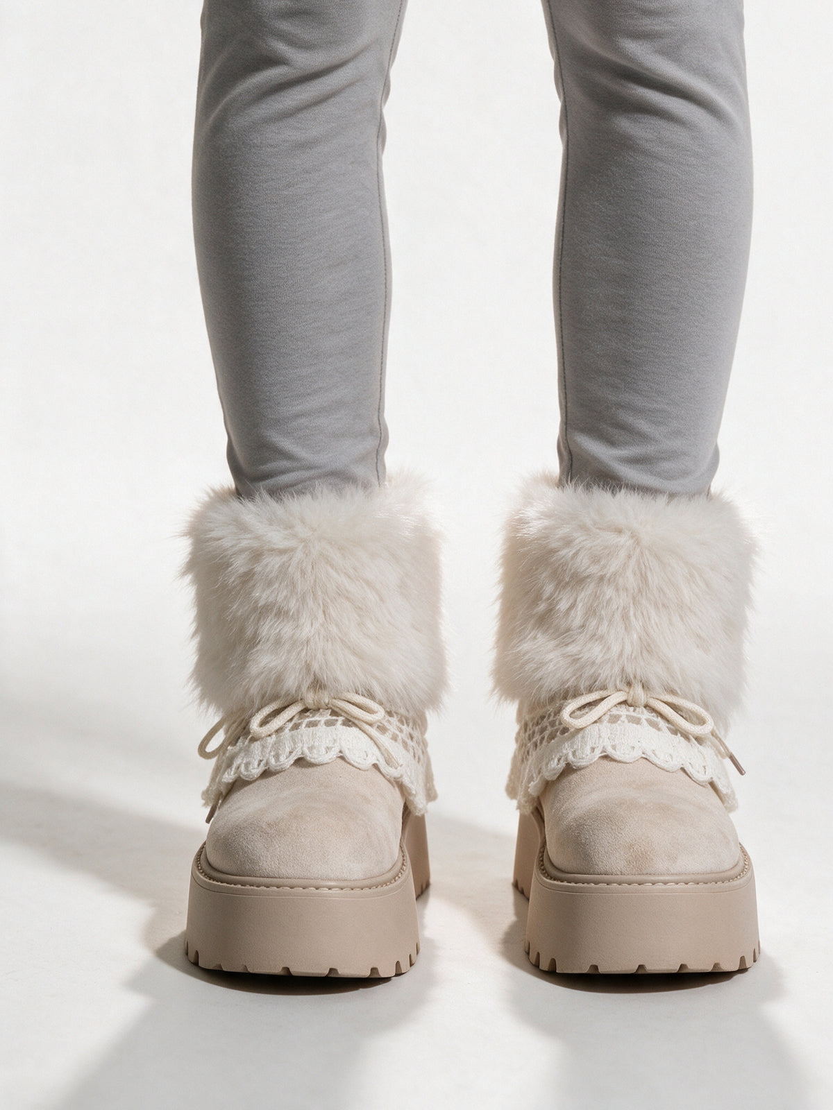 Mette - Women's Platform Boots with Fluffy Leg Warmers - view 1