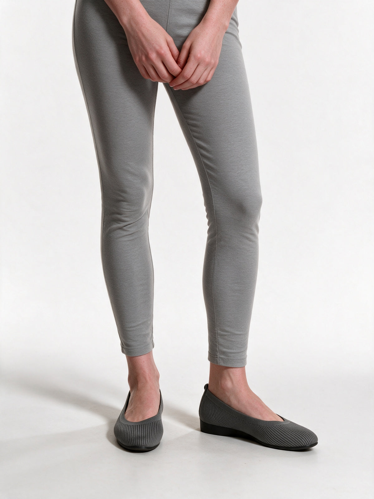 Mhyraene - Knit Slip-On Ballet Flats - Gray