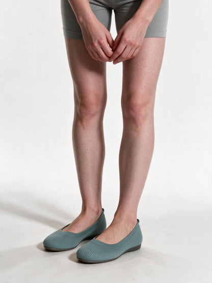 Mhyraene - Knit Slip-On Ballet Flats - Light Blue