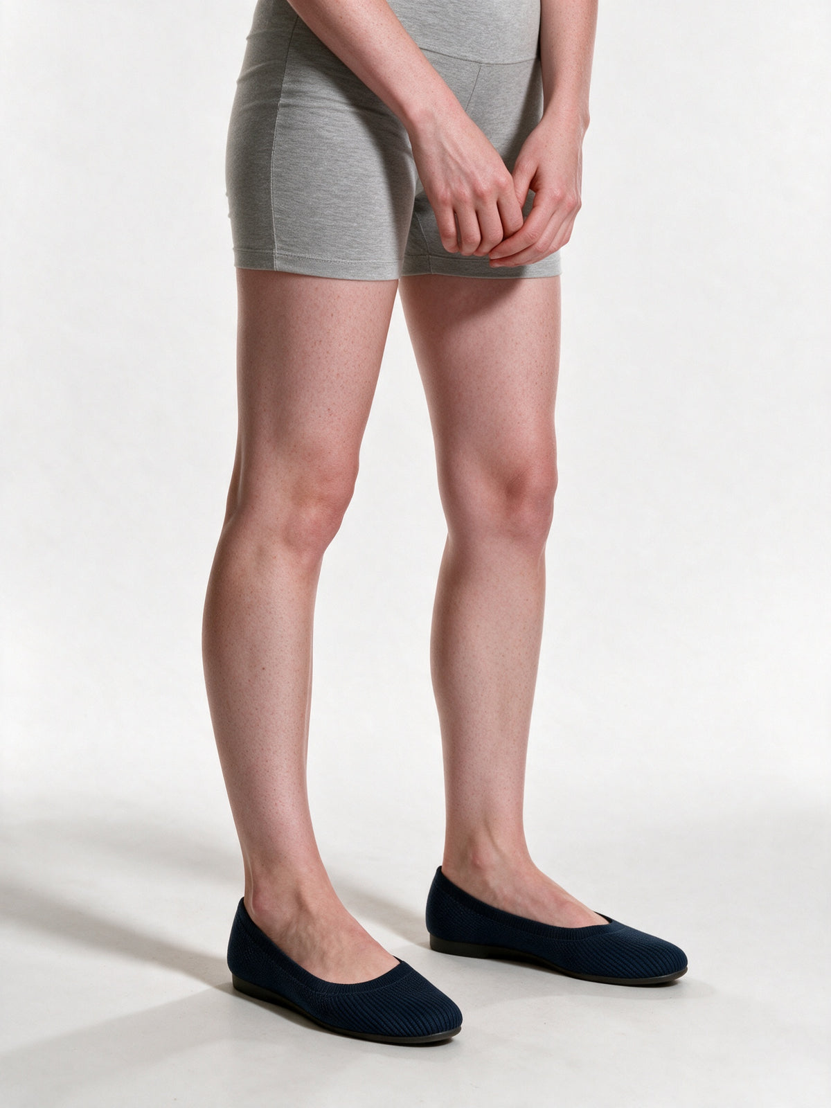Mhyraene - Knit Slip-On Ballet Flats - Navy Blue