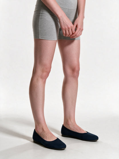 Mhyraene - Knit Slip-On Ballet Flats - Navy Blue