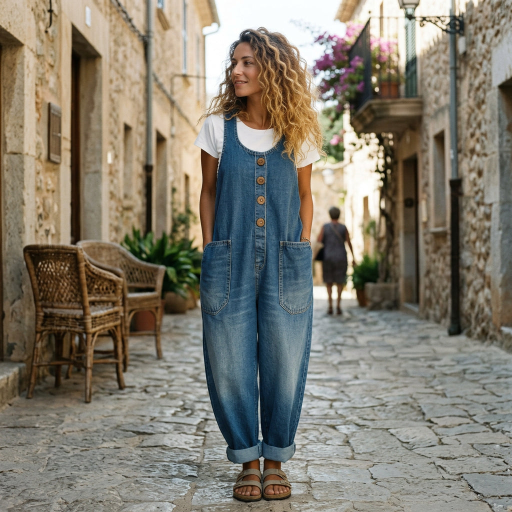 Mia - Vintage Washed Overalls for Women
