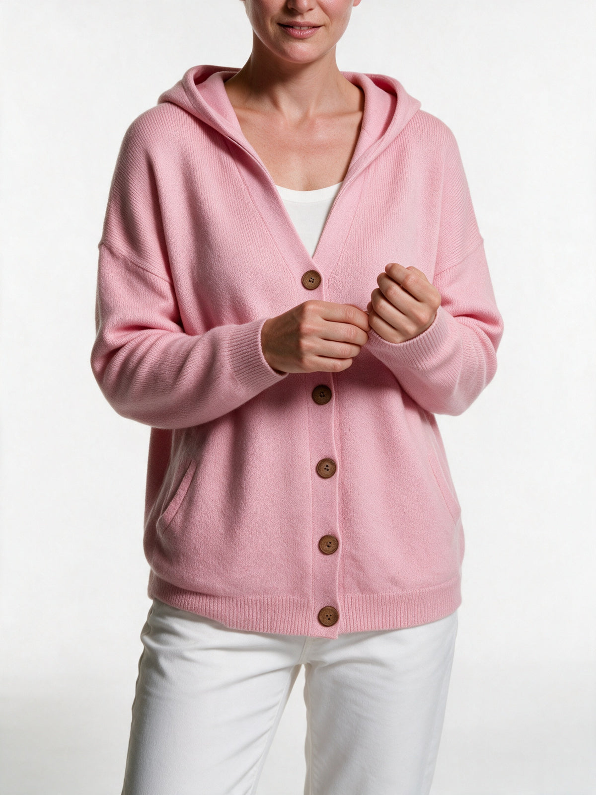 Mira - Women's Hooded Button Knit Cardigan - view 3
