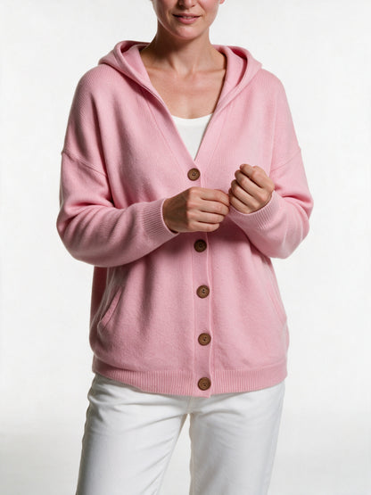 Mira - Women's Hooded Button Knit Cardigan - view 3