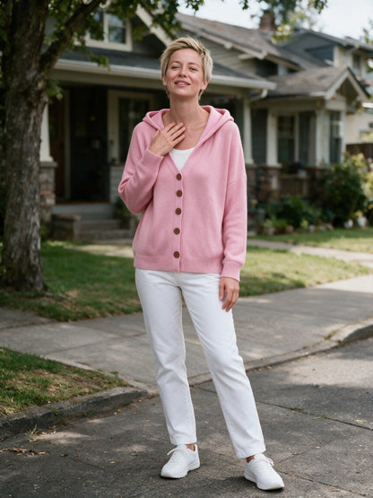 Mira - Women's Hooded Button Knit Cardigan - view 4