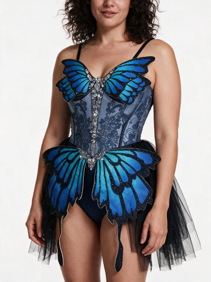Mireille - Butterfly Corset Mini Dress with Layered Skirt - view 3