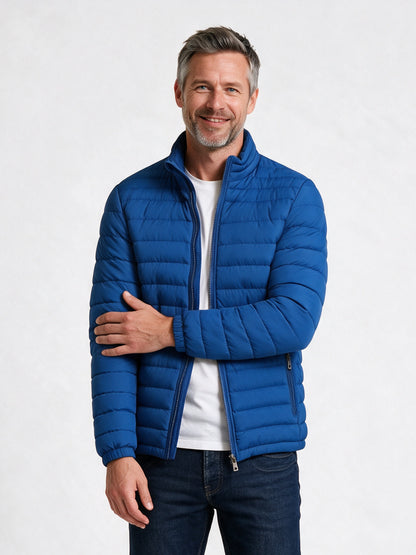 Nils - Men's Stand Collar Quilted Puffer Jacket - Royal Blue
