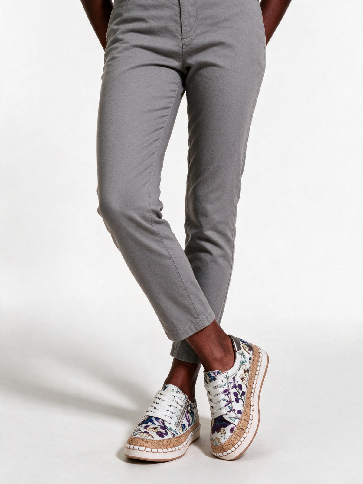 Olisette - Floral Print Side Zip Sneakers - Blue Flora
