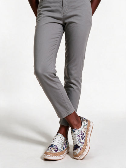 Olisette - Floral Print Side Zip Sneakers - Blue Flora