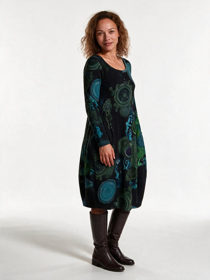 Olivia - Long Sleeve Printed Midi Dress with Pockets - view 2