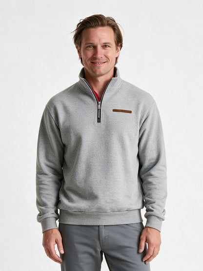 Olof - Men's Quarter Zip Stand Collar Sweatshirt - Light Grey