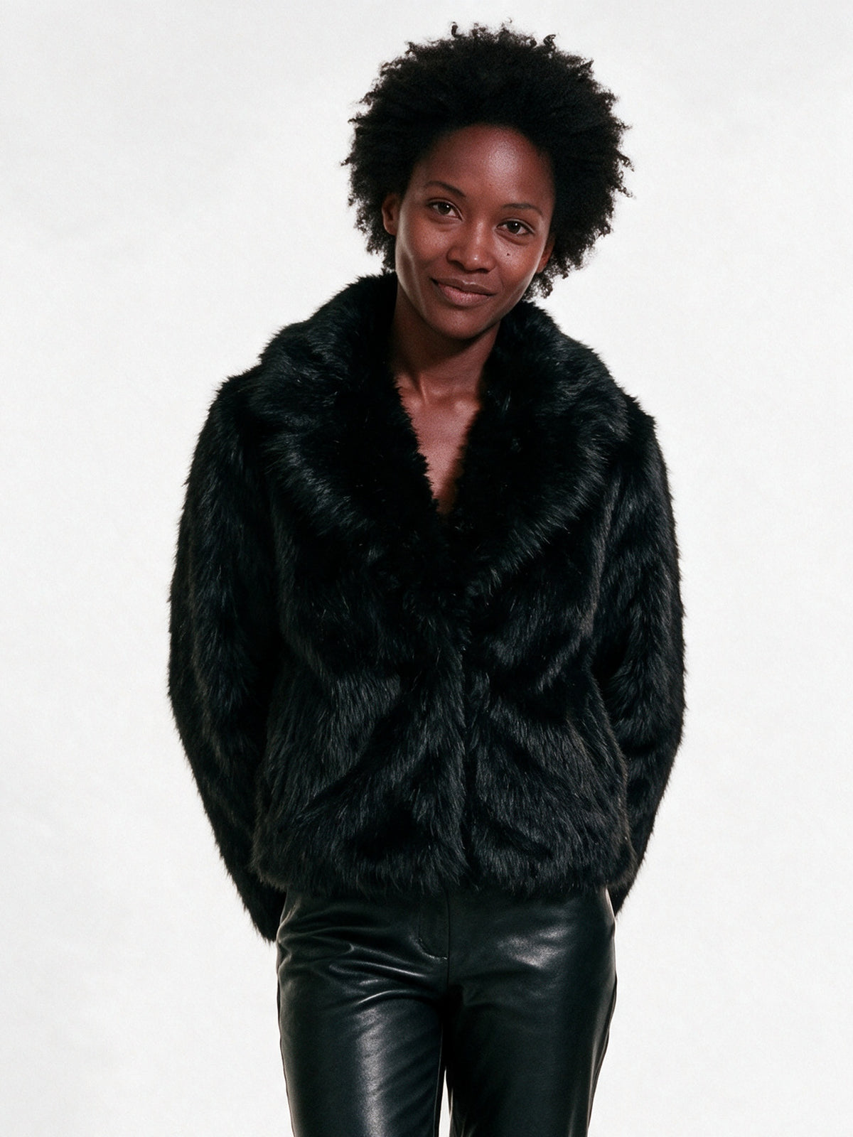 Ophelia - Elegant Women's Cropped Faux Fur Jacket - view 1