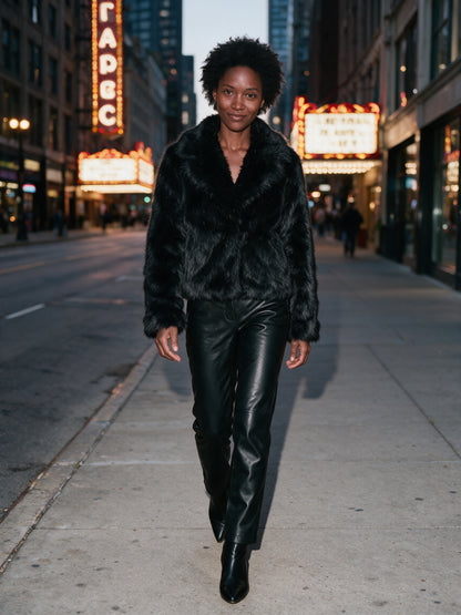 Ophelia - Elegant Women's Cropped Faux Fur Jacket - view 4