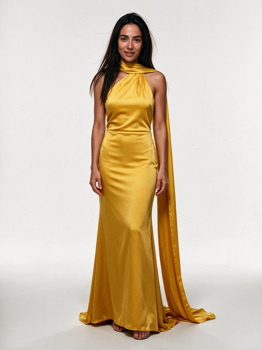 Oriana - Scarf Neck Open Back Maxi Dress - view 1