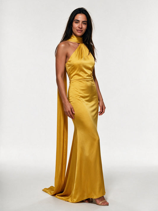 Oriana - Scarf Neck Open Back Maxi Dress - view 2