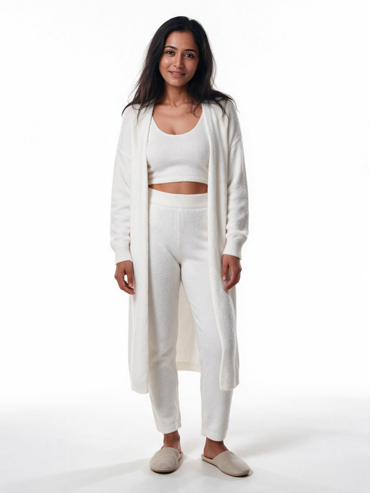 Ottilie - Women's Fluffy Three Piece Lounge Set with Long Cardigan - view 1