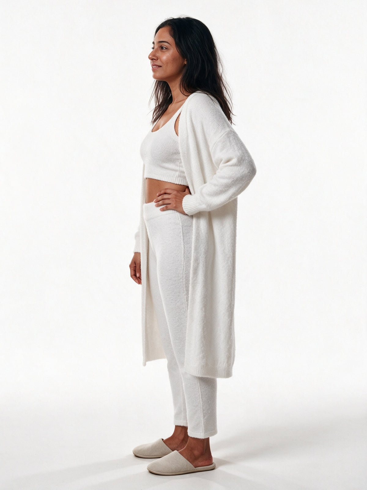 Ottilie - Women's Fluffy Three Piece Lounge Set with Long Cardigan - view 2
