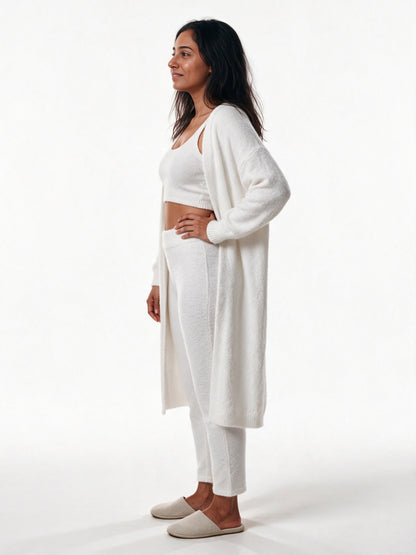 Ottilie - Women's Fluffy Three Piece Lounge Set with Long Cardigan - view 2